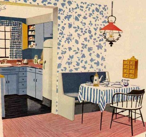 1957-painted-wooden-cabinets Retro Cabinet, Kitchen Retro, Bg Design, First Apartment Decorating, Living Vintage, Retro Renovation, Interior Illustration, My Living Room, Kitchen Colors