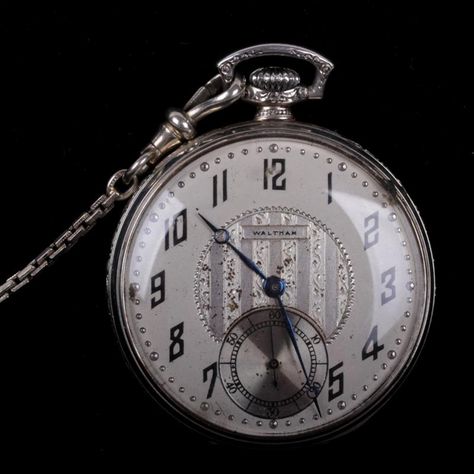 Man’s White Gold Waltham pocket watch Art Deco Clock, Art Deco Watch, Pendant Watch, Pendant Watches, Pocket Watches, Vintage Watches, Pocket Watch, Men's Fashion, Art Deco