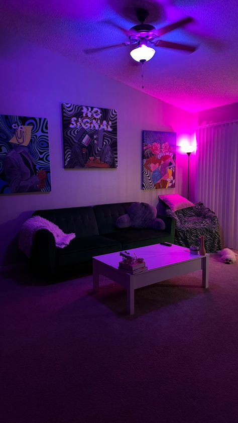 Home inspo, aesthetic home, chill apartment vibes, home decor ideas, apartment decorating, college apartment, cozy home, home ideas Vibey Game Room, Trippy Living Room Ideas Apartment, Lofi Aesthetic Apartment, Chill Living Room Aesthetic, Vibey Apartment Aesthetic, Vibey Living Room Aesthetic, Young Adult Apartment Decor, Trippy Living Room, Trippy Living Room Ideas