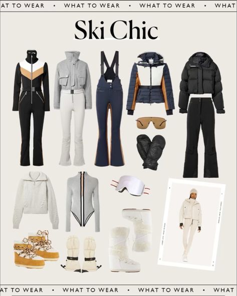 Chic ski outfit Ski Chic Outfit Winter Style, Apres Ski Outfit Aesthetic, Women Ski Outfit 2023, Outfit For Skiing For Women, Bogner Ski Outfit, Ski Chic Outfit, Ski Chalet Outfit, 2023 Ski Outfits, Women’s Ski Outfits 2023