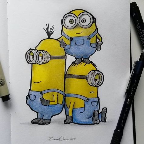 Minion Sketch, Minion Tattoo, Minion Painting, Minion Drawing, Creative Logo Design Art, Minion Art, Characters Drawing, Guitar Drawing, Lion Photography