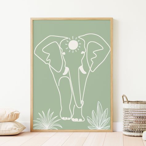 Animal Line Art, Boho Safari, Jungle Themed Nursery, Jungle Theme Nursery, Nursery Accent Wall, Minimalist Nursery, Safari Jungle, Jungle Animal, Themed Nursery