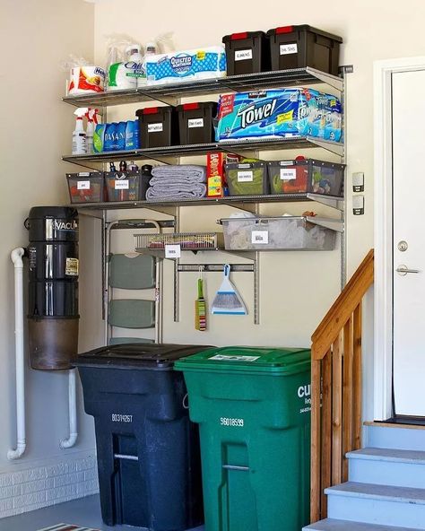 Shelves Organization, Organization Laundry, Laundry Shelves, Diy Rangement, Diy Organizer, Garage Storage Solutions, Garage Organization Diy, Pantry Makeover, Garage Organize