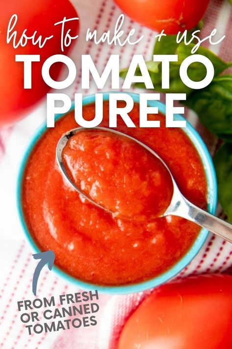 This easy-to-follow guide will walk you step-by-step through the entire process of making homemade tomato puree from fresh tomatoes. Basic Tomato Sauce Recipe, Homemade Tomato Pasta Sauce, Tomato Paste Uses, Recipe Using Tomatoes, Homemade Tomato Paste, Tomato Paste Recipe, Canning Whole Tomatoes, Tomato Puree, Cooking Tomatoes