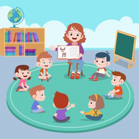 Teacher and student in class Premium Vec... | Premium Vector #Freepik #vector #school #books #education #sport Class Illustration, Teacher Vector, Papan Menu, Peraturan Kelas, Teacher And Student, Kids Background, Cartoon Posters, Kids Clipart, Retro Cartoons