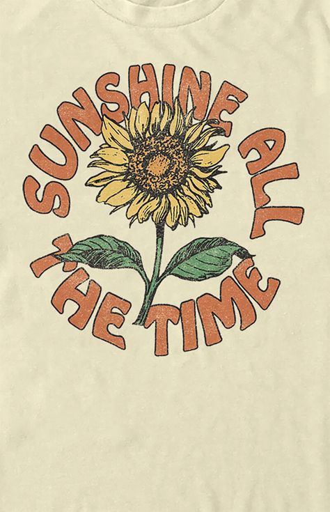 Sunshine All The Time T-Shirt Happy Hippie, Cute Shirt Designs, Vintage Illustrations, Vintage Hippie, Streetwear Style, Hippie Art, Graphic Tees Women, Coco Chanel, Pacsun