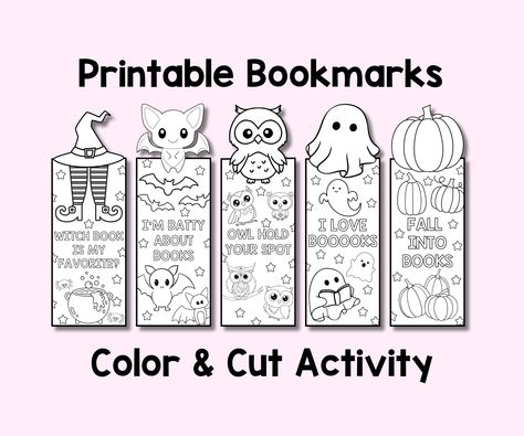 Looking for an engaging and educational activity for your students? These Halloween-themed color-your-own bookmarks are perfect for your classroom! This printable resource includes five unique bookmark designs featuring adorable Halloween characters and scenes. Your students will love bringing these bookmarks to life with their own creative touch. Great for: * Classroom rewards * Reading incentives * Halloween party activities * Early finisher tasks What's included: * Instant digital download of five bookmark designs * High-quality PDF files for easy printing * Laid out 4 bookmarks per 8.5"x11" sheet. * Bookmarks measure 2"x6" when cut. How to use: 1. Simply download and print the bookmarks on print on cardstock for sturdiness. 2. Distribute to your students and let their creativity shine! Halloween Bookmarks, Halloween Student, Coloring Bookmarks Free, Special Needs Art, Reading Incentives, Halloween Party Activities, Student Rewards, Halloween Coloring Sheets, Classroom Rewards