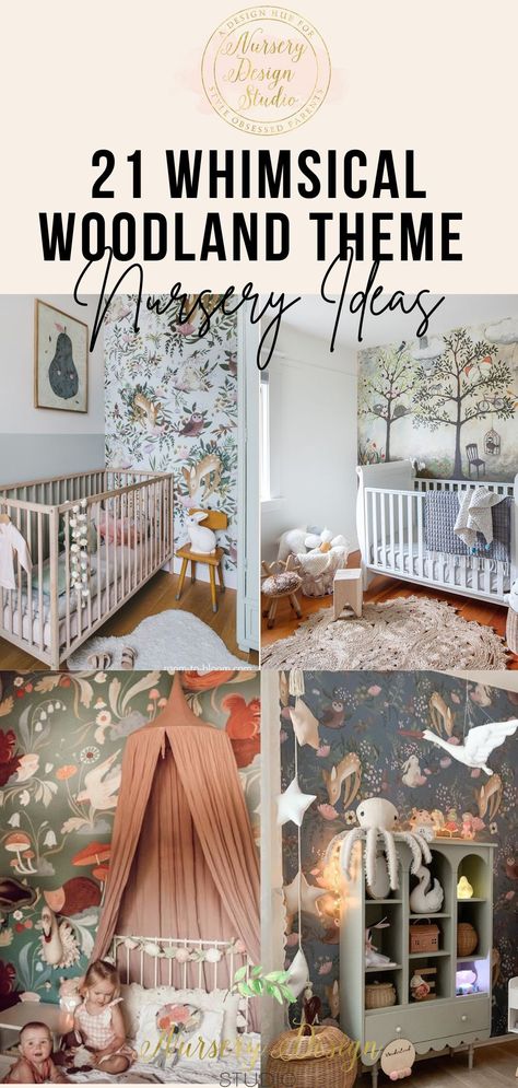 Nursery Ideas Neutral Woodland, Baby Forest Animals Theme Nursery, Forest Themed Nursery Girl, Girly Nursery Ideas Woodland, Woodland Theme Nursery Gender Neutral, Woodland Childrens Bedroom, Enchanted Forest Toddler Room, Fairy Tail Nursery, Woodland Theme Nursery Girl