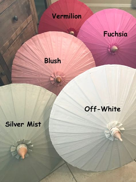 4-Pack of Waterproof Cotton Canvas Parasols - 28" with bamboo pole/handle - NEW COLORS AVAILABLE Rain Accessories, Bamboo Poles, Silver Mist, Solid Color Backgrounds, Using Acrylic Paint, Bamboo Handles, Popular Colors, Garden Cottage, Photo Displays