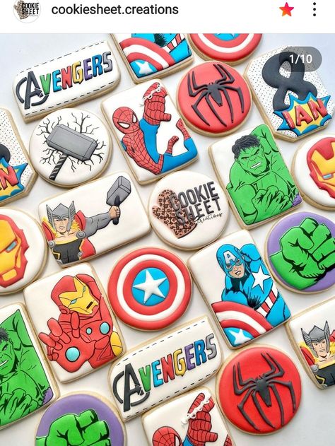 Hulk Decorated Cookies, Thor Cookies Decorated, Avengers Birthday Cookies, Superhero Birthday Cookies, Avengers Cookies Decorated, Captain America Cookies, Thor Cookies, Iron Man Cookies, Superhero Cookies Decorated