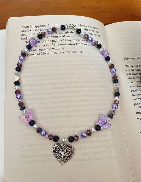 Coquette Jewellery, Jewellery Grunge, Necklace Fairycore, Cottagecore Necklace, Fairycore Necklace, Choker Necklace Black, Y2k Coquette, Purple Bead Necklace, Purple Beaded Bracelets