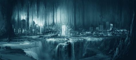 underground city Ancient Underground City, Elf City, Moon Elf, Fantasy Things, Underground City, Underground Art, Underground Cities, Fantasy City, Fantasy Castle