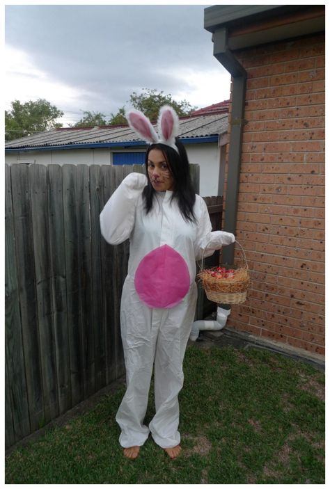 Day 276: Easter Bunny costume. Theme Me is a blog that follows a personal challenge to dress to a different theme every day for a whole year. Fancy Dress Theme, Couples Fancy Dress, Costumes For Work, Easter Bunny Dress, Easter Bunny Costume, Easter Costume, Theme Inspiration, Bunny Dress, Bunny Suit