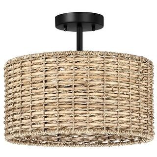 Semi-Flush Mount Ceiling Lights - Bed Bath & Beyond Semi Flush Hallway Lighting, Stairway Door, Coastal Eclectic, Drum Silhouette, Semi-flush Mount Lights, Cage Ceiling Light, Suttons Bay, Black Ceiling Lighting, Eclectic Farmhouse