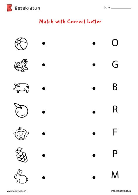 Letter Matching Worksheet, Letter E Activities, Worksheet For Nursery Class, Preschool Phonics, Body Parts Preschool, Preschool Fine Motor Activities, Word Family Worksheets, Handwriting Practice Worksheets, Matching Worksheets