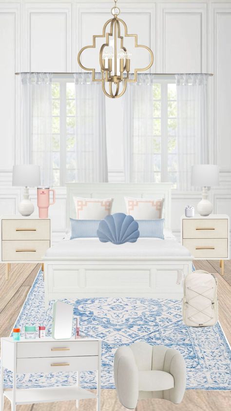 My dream bedroom #costalgranddaughter #preppy #preppygirl  #bedroom #design #summer #beachy #costal Coastal Grand Daughter Room, Preppy Teen Room, Shuffles Room, Coastal Preppy Bedroom, Preppy Bedrooms, Dream Teen Bedrooms, My Dream Bedroom, Beachy Preppy, Costal Granddaughter