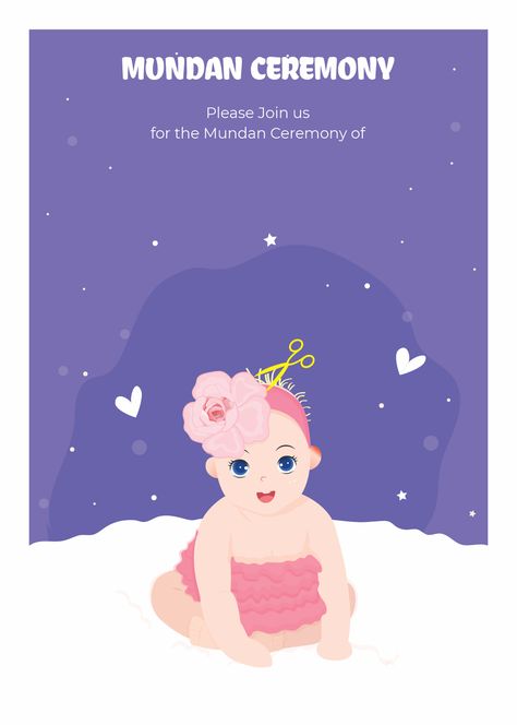 Create Free Little Princess Mundan Ceremony E-invite Invitation Card Online , Premium and Digital Cards Online - VenueLook Mundan Ceremony Invitation Template, Mundan Ceremony Invitation, Mundan Ceremony, Online Invitation Card, Baby Shower Balloon Decorations, Online Invitation, Basic Mehndi