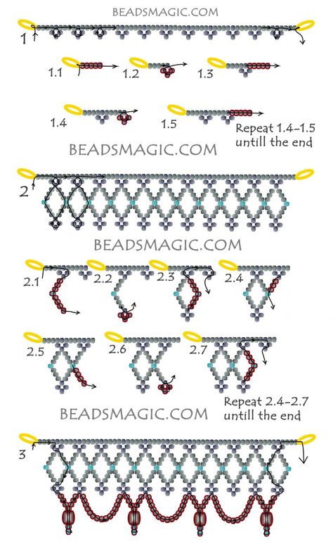 Diy Necklace Patterns, Beads Magic, Simple Beaded Necklaces, Beaded Necklace Patterns, Bead Crochet Patterns, Beading Netting, Motifs Perler, Beaded Jewelry Necklaces, Beading Patterns Free