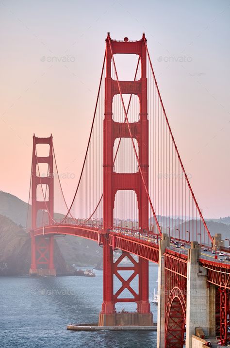 Golden Gate Bridge Painting, Nyc Projects, San Francisco Bridge, Landscape Ocean, Golden Bridge, San Francisco Photos, Bridge Painting, Famous Bridges, Cityscape Photography