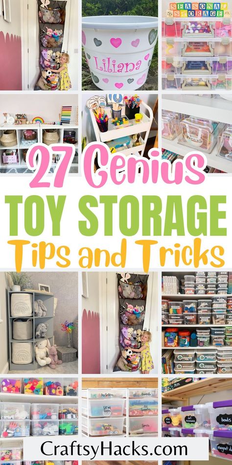 Discover clever storage hacks to keep your playroom organized with our toy storage ideas. Explore creative solutions for playroom organization to ensure every toy has its place, making cleanup a breeze. Organizing Ideas For Playroom, Toy Organization Aesthetic, Kids Closet Organization Toys, Space Saving Playroom Ideas, Organizing Ideas Toys, Dollar Store Playroom Ideas, Large Toy Storage Ideas Playroom, Wall Storage Toys, Toy Organization Small Space