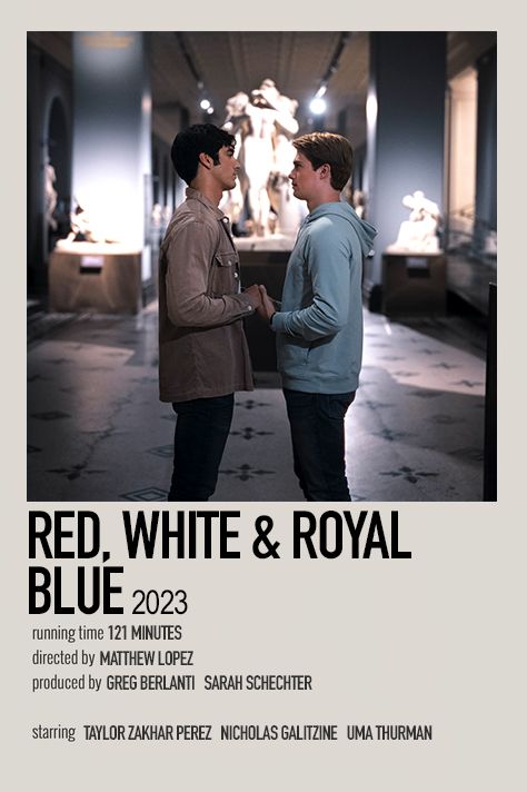 minimalistic polaroid poster made by @wcnderlcnd (me) Red White And Royal Blue Movie Poster, Red White And Royal Blue Poster, Minimalistic Polaroid Poster, Royal Blue Walls, Film Your Name, Red White Royal Blue, Red White And Royal Blue, Polaroid Posters, Movie Card