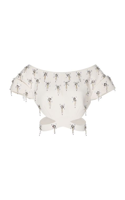 Crystal-Embellished Jersey Cropped Top by ZAC POSEN for Preorder on Moda Operandi Blusas Top, Special Clothes, Zac Posen, Kpop Fashion Outfits, Fancy Outfits, Cute Skirts, Kpop Outfits, Stage Outfits, Pop Fashion