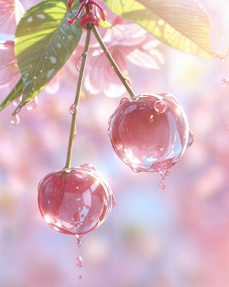 Beautifully fresh cherries with droplets of water glistening in the sunlight. 🍒✨ #FreshCherries #NatureBeauty #FruitPhotography #SpringVibes #CherryBlossom #HealthyLiving #NatureLovers #FoodPhotography #InstaNature #FreshFruit Beauty Pink Aesthetic, Water Glistening, Droplets Of Water, Pretty Fruit, Fresh Wallpaper, Crystal Fruit, Fresh Aesthetic, Jelly Wallpaper, Water Pictures