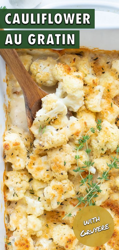 Cauliflower In The Oven, Fancy Thanksgiving, Cauliflower Au Gratin, Au Gratin Recipes, Cauliflower Gratin, Cauliflower Dishes, Whole Roasted Cauliflower, Cauliflower Casserole, Low Carb Sides