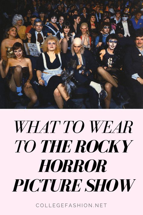 Fashion inspired by the Rocky Horror Picture Show: Outfit ideas and costumes for Rocky Horror Rocky Horror Picture Show Party Goers, Rocky Horror Outfit Ideas Men, Outfits For Rocky Horror, Rocky Horror Janet Costume, Janet Costume Rocky Horror, Rocky Horror Picture Show Inspired Outfits, Rocky Horror Outfit Ideas Women, Rocky Horror Outfit Inspiration, The Rocky Horror Picture Show Aesthetic