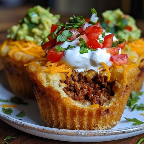 Taco Cupcakes: The Ultimate Guide to Savory Bites - Delight Recipes, Taco Cupcakes, Savory Cupcakes, Taco Cups, Kids Dinner, Savory Bites, Veggie Delight, Mexican Food Recipes Easy, Perfect Appetizers