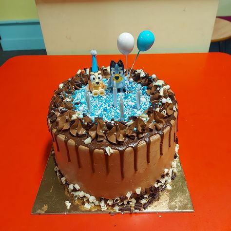 Chocolate Bluey Cake, Diy Bluey Cake, Diy Bluey, Blue Sprinkles, Bluey And Bingo, Cake Kids, Peanut Butter Cake, Chocolate Mousse Cake, Birthday Cake Chocolate