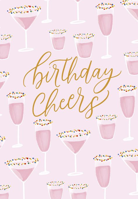 Birthday Cheers Glasses with Sugar Rims Birthday Card