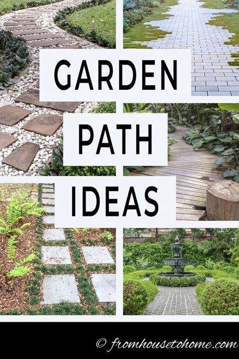 Garden paths and walkways are the backbone of your yard landscaping. Find some beautiful and whimsical DIY garden path ideas and learn which ones are easy to do and which ones are inexpensive. #fromhousetohome #gardenpaths #pathsandwalkways #walkways #diyprojects #gardendesign Garden Paths And Walkways, Diy Garden Path, Garden Path Ideas, Flagstone Pathway, Gravel Walkway, Whimsical Diy, Wood Walkway, Stone Garden Paths, Flagstone Walkway