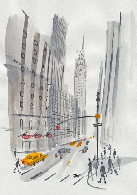 new york Nyc Watercolor, New York Drawing, New York Vacation, Urban Sketch, New York Art, Urban Sketching, New York New York, Architecture Drawing, Urban Art