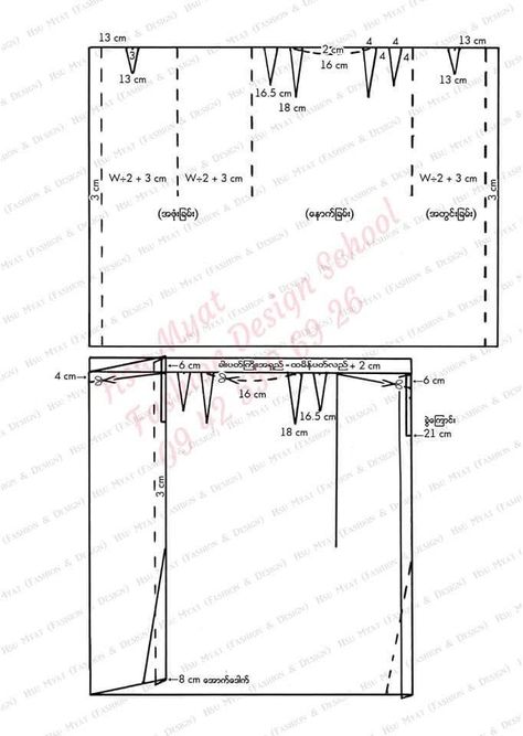 ချိတ်ထမီ Pattern, Lao Sinh, Model Dress Batik, Pola Rok, Myanmar Fashion, Wrap Skirt Pattern, Pattern Dresses, Myanmar Traditional Dress, Myanmar Dress Design