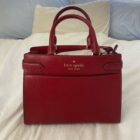 Kate Spade Staci Bag In Medium Size. Beautiful Dark Red Color, Brand New With Tags. It’s The Perfect Size For Everyday Use! Not Too Big, But With A Decent Capacity. This Bag Has Been Discontinued, So You Won’t Find It New Anywhere Else! Original Retail For $399. Dark Red Handbag, Kate Spade Bag Aesthetic, Red Designer Bag, Dark Red Bag, Kate Spade Red Bag, Red Kate Spade Purse, Red Clutch Bag, Valentine Cupcakes, Kate Spade Staci