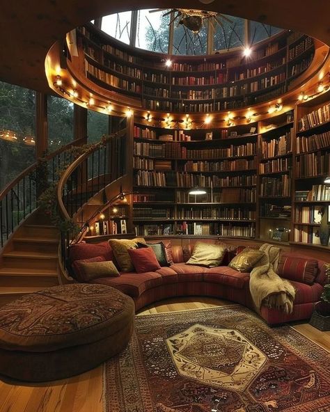 Giant Library Aesthetic, Home Library Layout, Dream Library Cozy, Large Home Library, Cozy Library Aesthetic, Library Ideas For Home, Library In House, Dream Library Cozy Reading Room, Reading Room Aesthetic