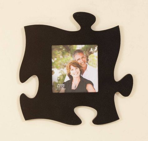 Puzzle Frame Black.  Item #PUF0012 Available at Impulse Gifts 812.481.2880 We ship daily.   https://www.facebook.com/ImpulseJasper Puzzle Piece Picture Frames, Blank Puzzle Pieces, Puzzle Picture Frame, Classic Picture Frames, Puzzle Frame, Cool Wall Decor, Black Photo, Shape Puzzles, Collage Frames