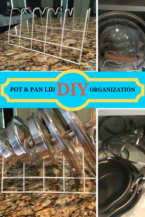 5 Minute Fix-Organize Lids for Pots and Pans Ikea Kitchen Australia, Lid Organization, Pan Storage Diy, Small Space Kitchen Storage, Dollar Tree Kitchen Organization, Ikea Kitchen Storage, Dollar Tree Kitchen, Pot Lid Storage, Modern Kitchen Storage