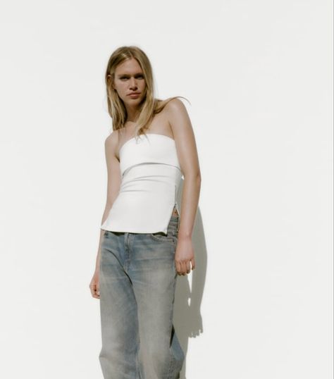 F1 Outfit, White Tube Top, Wishlist 2024, White Tube, Zara Fashion, Tank Top Straps, Zara Top, Zara White, Zara Tops