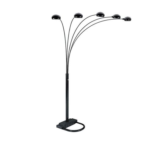 ORE International 84 in. 5 Arms Arch Black Floor Lamp Aesthetic Floor, Arch Floor Lamp, Floor Lamp Black, Tree Floor Lamp, Arched Floor Lamp, Reading Lamp Floor, Arm Floor Lamp, Mood Lighting, Contemporary Floor Lamps