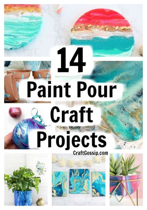 14 Paint Pouring Projects You Can Try – Home and Garden Popsicle Wreath, Beach Themed Crafts, Book Christmas Tree, Make Paper Flowers, Book Christmas, Christmas Craft Projects, Santa Decorations, Paint Pouring, How To Make Paper Flowers