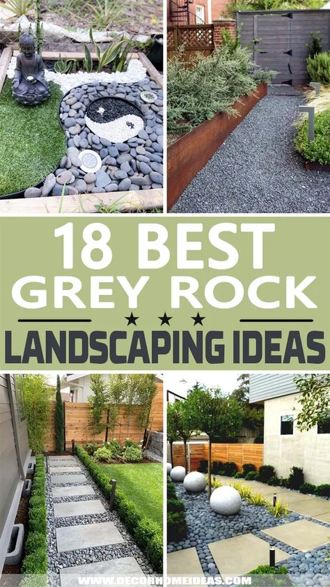 Best Grey Rock Landscaping Ideas. Add some grey rocks to your landscape design to create a different pattern or a modern garden edging. #decorhomeideas Privacy Shrubs, Rock Flower Beds, Pebble Landscaping, Landscaping Rock, Pebble Garden, Gravel Landscaping, River Rock Landscaping, Landscape Rock, Modern Front Yard