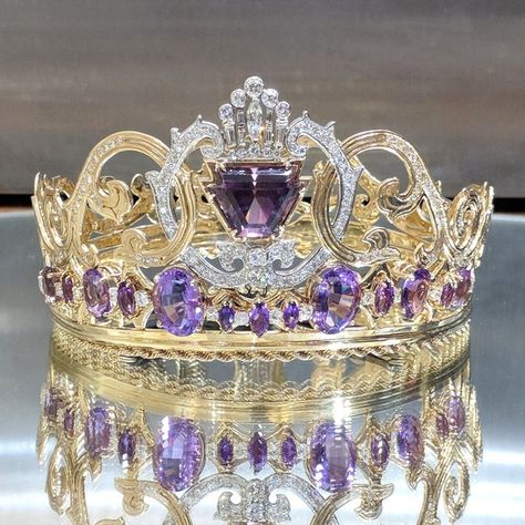 Amethyst Crown, Fantasy Crown, Purple Gems, Gem Ring, Blue Gems, Amethyst Purple, Head Accessories, Purple Stones, Tiaras And Crowns