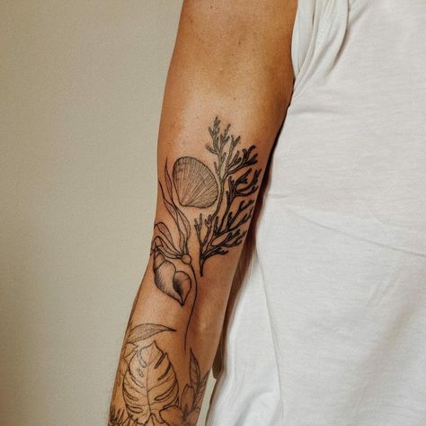 10 Best Patchwork Tattoo Sleeve Ideas That Will Blow Your Mind! | Outsons | Men's Fashion Tips And Style Guides Patch Tattoos Sleeve, Granola Tattoo Sleeve, Nature Tattoos Patchwork, Botanical Patchwork Sleeve, Patchwork Plant Tattoo, Patchwork Sleeve Filler, Small Tattoo Sleeve Style, Nature Patchwork Tattoo Sleeve, Patchwork Half Sleeve Tattoo