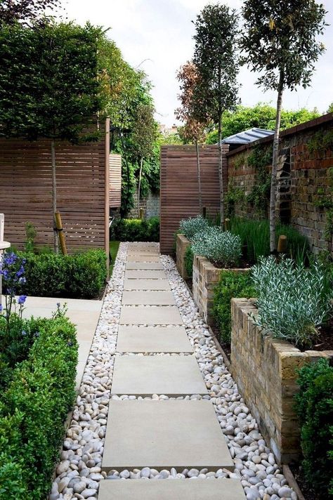 Small Backyard Garden Design, Stone Walkways, Side Yard Landscaping, Desain Lanskap, Small Backyard Gardens, Modern Landscape Design, Cottage Gardens, Landscape Designs, Backyard Garden Design