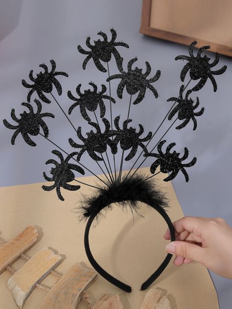 Black and White  Collar  Plastic   Embellished   Event & Party Supplies Halloween Head Bands Diy, Diy Halloween Accessories, Scary Accessories, Halloween Pauroso, Spider Headband, Costume Party Decorations, Halloween Glasses, Dulceros Halloween, Headband Costume