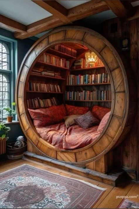 Book Lovers Bedroom, Casa Hobbit, Home Library Design, Dream House Rooms, Hus Inspiration, Dream Room Inspiration, Dream House Interior, House Room, Home Library