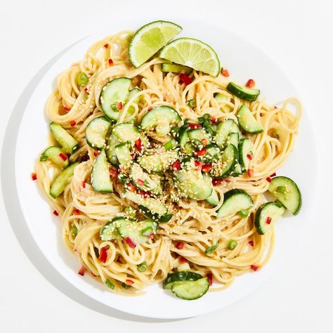 This recipe for cold miso-sesame noodles might be the ultimate dinner-to-desk lunch dish. It yields enough for four hungry people, plus plenty of leftovers.  NOTE: sub out spaghetti for zucchini or carrot noodles Miso Noodles, Cold Noodles Recipes, Sesame Noodles Recipe, Miso Recipe, Noodle Salad Cold, Desk Lunch, Sesame Noodles, Buckwheat Noodles, Cold Noodles