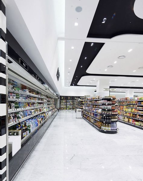 Kintex Department by HMKM Seoul 16 Supermarket Ceiling Design, Market Store Design, Department Store Design, Supermarket Design Interior, Grocery Store Design, Mall Stores, Supermarket Design, Mall Design, Real Estat